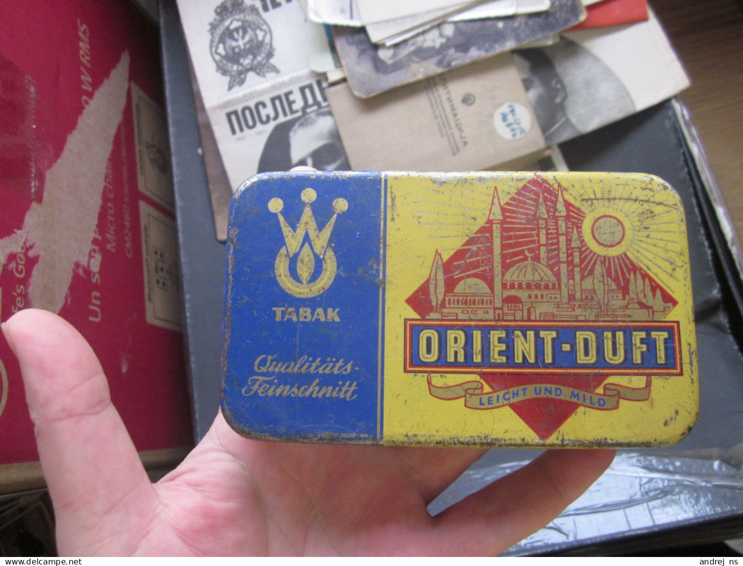 Old Tin Box Orient Duft Leicht Und Mild Tabak 50 Grams - Contenitori Di Tabacco (vuoti)