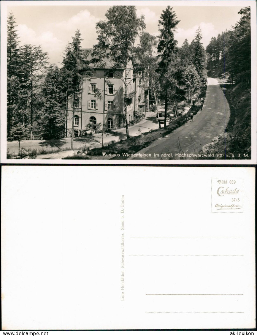 Ansichtskarte Bühlertal Kurhaus Wiedenfelsen Schwarzwlad - Straße 1937 - Bühlertal