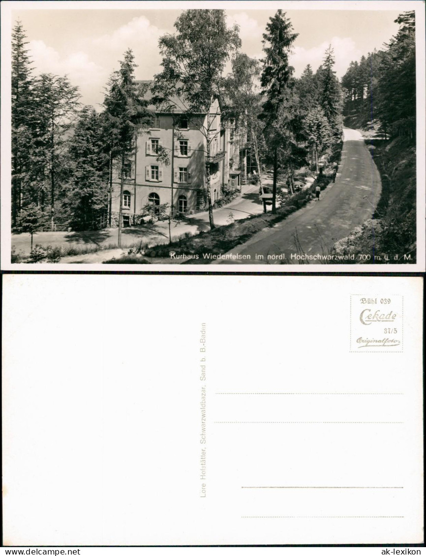 Ansichtskarte Bühlertal Kurhaus Wiedenfelsen Schwarzwlad - Straße 1937 - Buehlertal