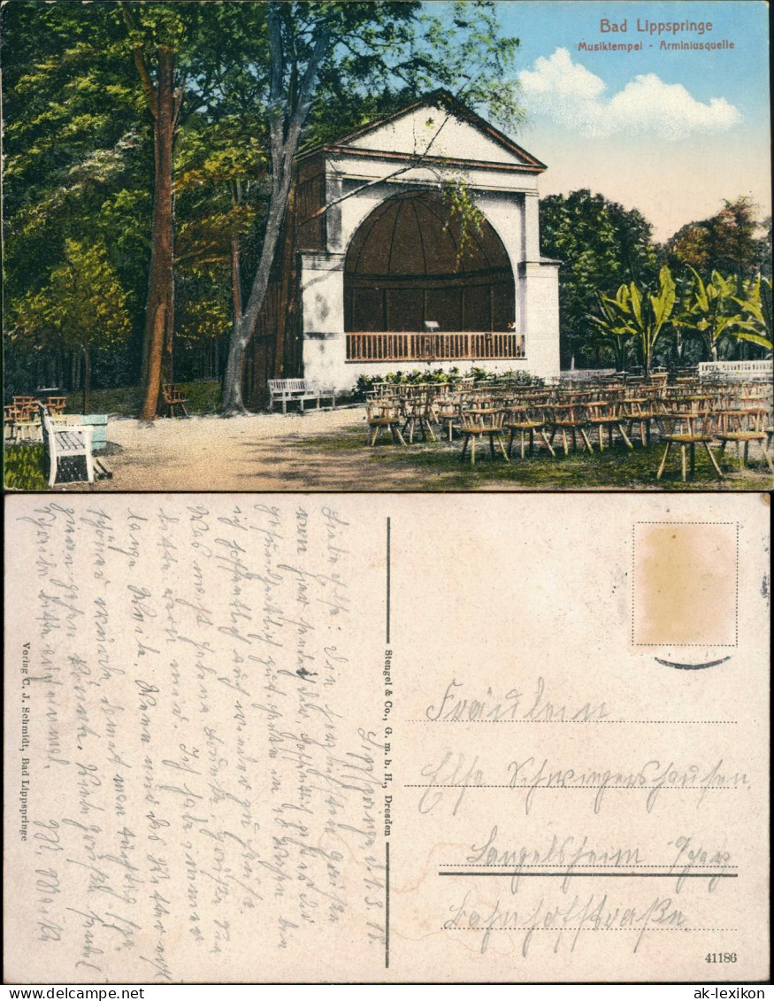 Ansichtskarte Bad Lippspringe Musiktempel- Arminiusquelle 1917 - Bad Lippspringe