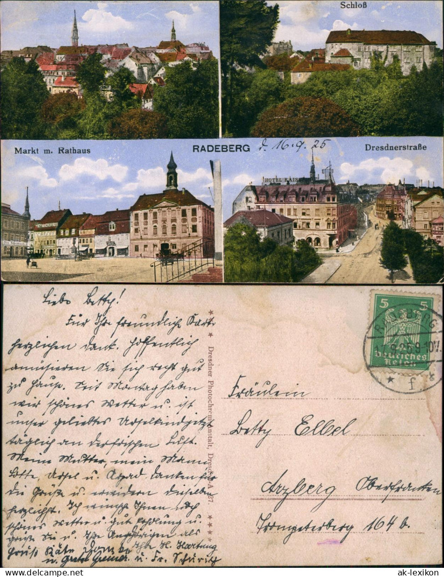 Ansichtskarte Radeberg Marktplatz , Dresdnerstraße - 4 Bild 1925 - Radeberg