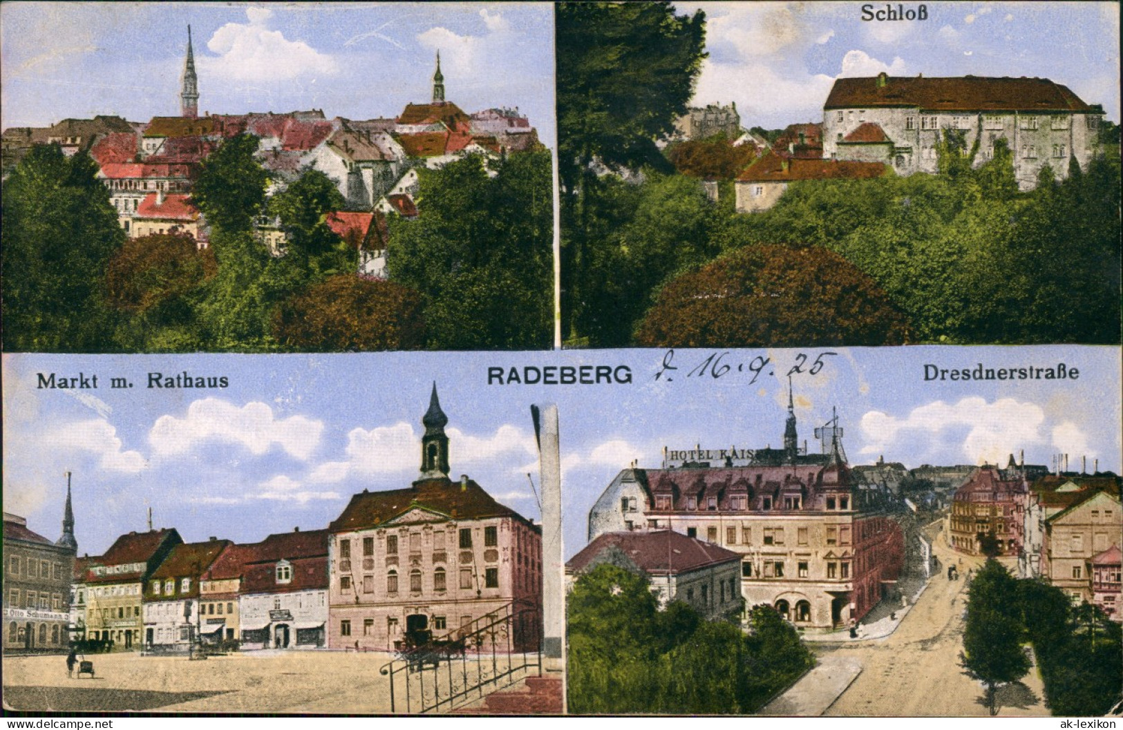 Ansichtskarte Radeberg Marktplatz , Dresdnerstraße - 4 Bild 1925 - Radeberg
