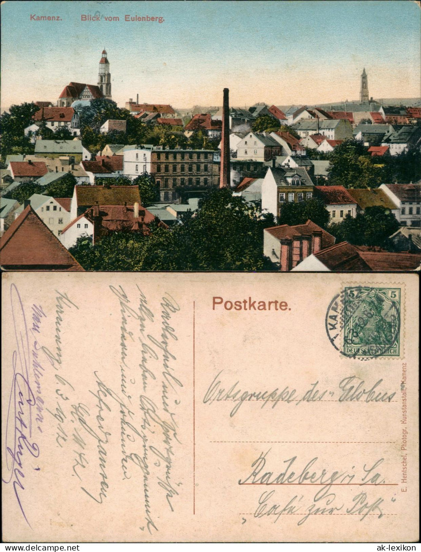 Ansichtskarte Kamenz Kamjenc Blick Vom Eulenberg. 1912 - Kamenz