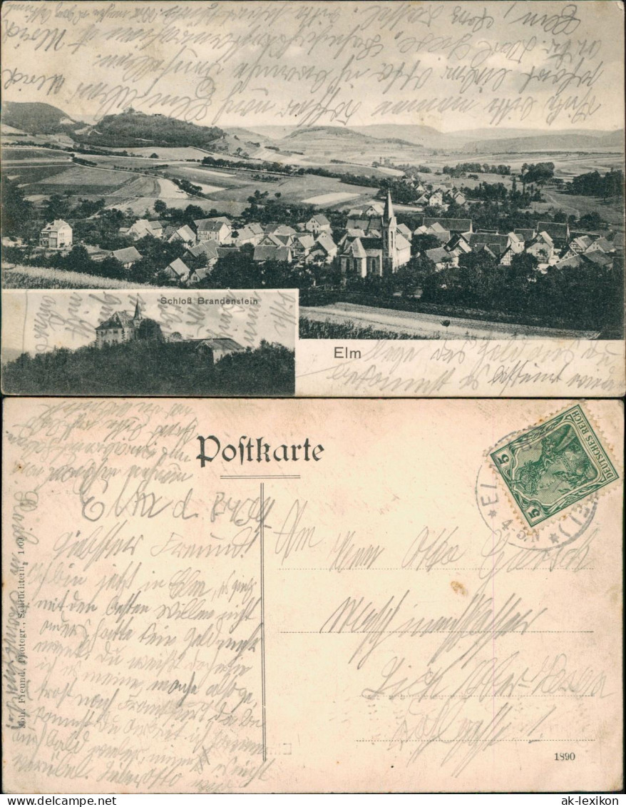 Ansichtskarte Schlüchtern Burg Brandenstein, Stadt Elm - 2 Bild 1912 - Schluechtern