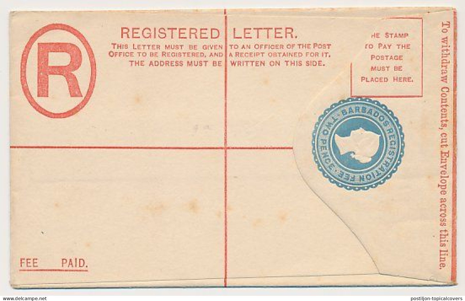 Registered Letter Barabados - Postal Stationery - Barbados (...-1966)