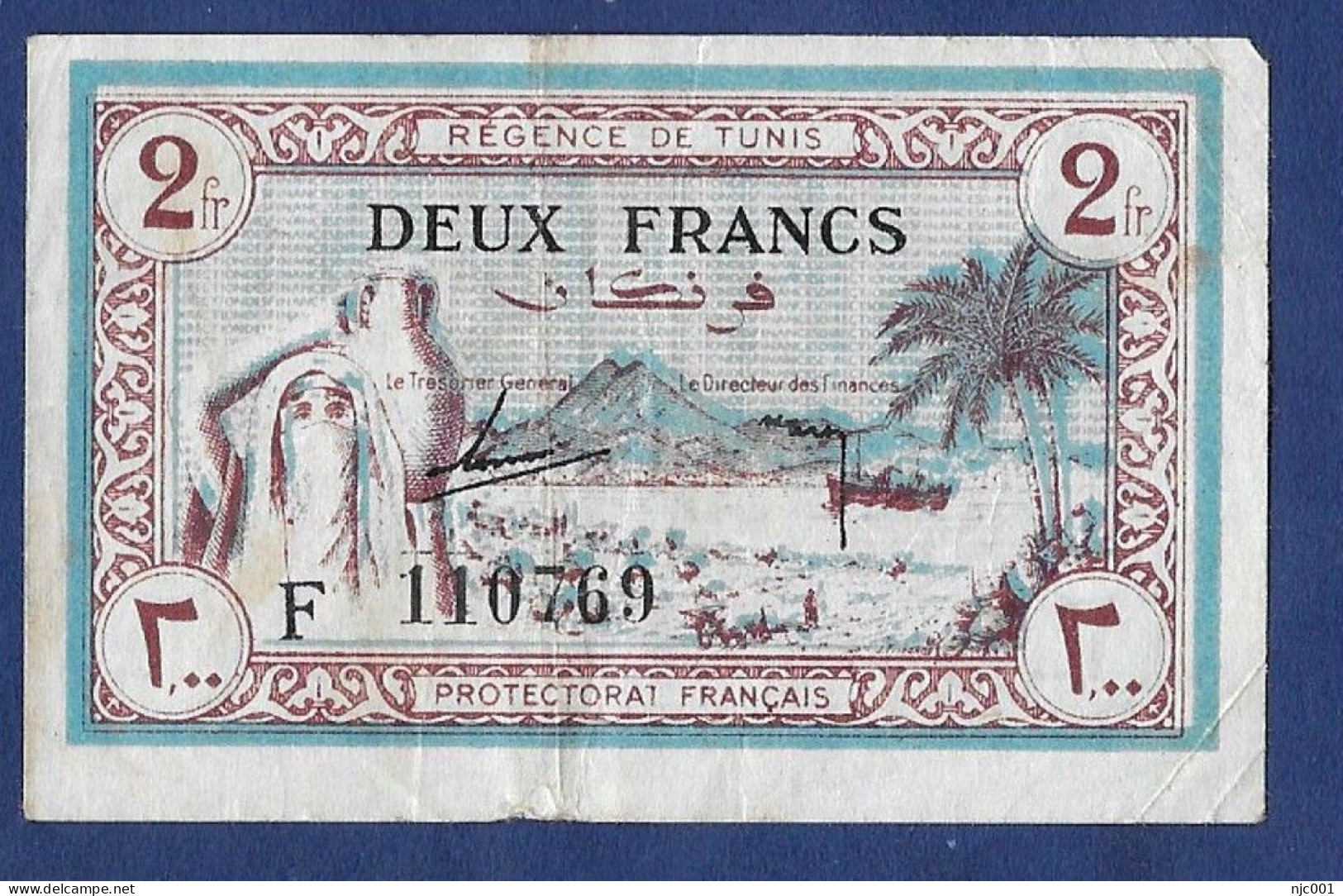 Tunisia 2 Francs Banknote 1943 - Tunisia