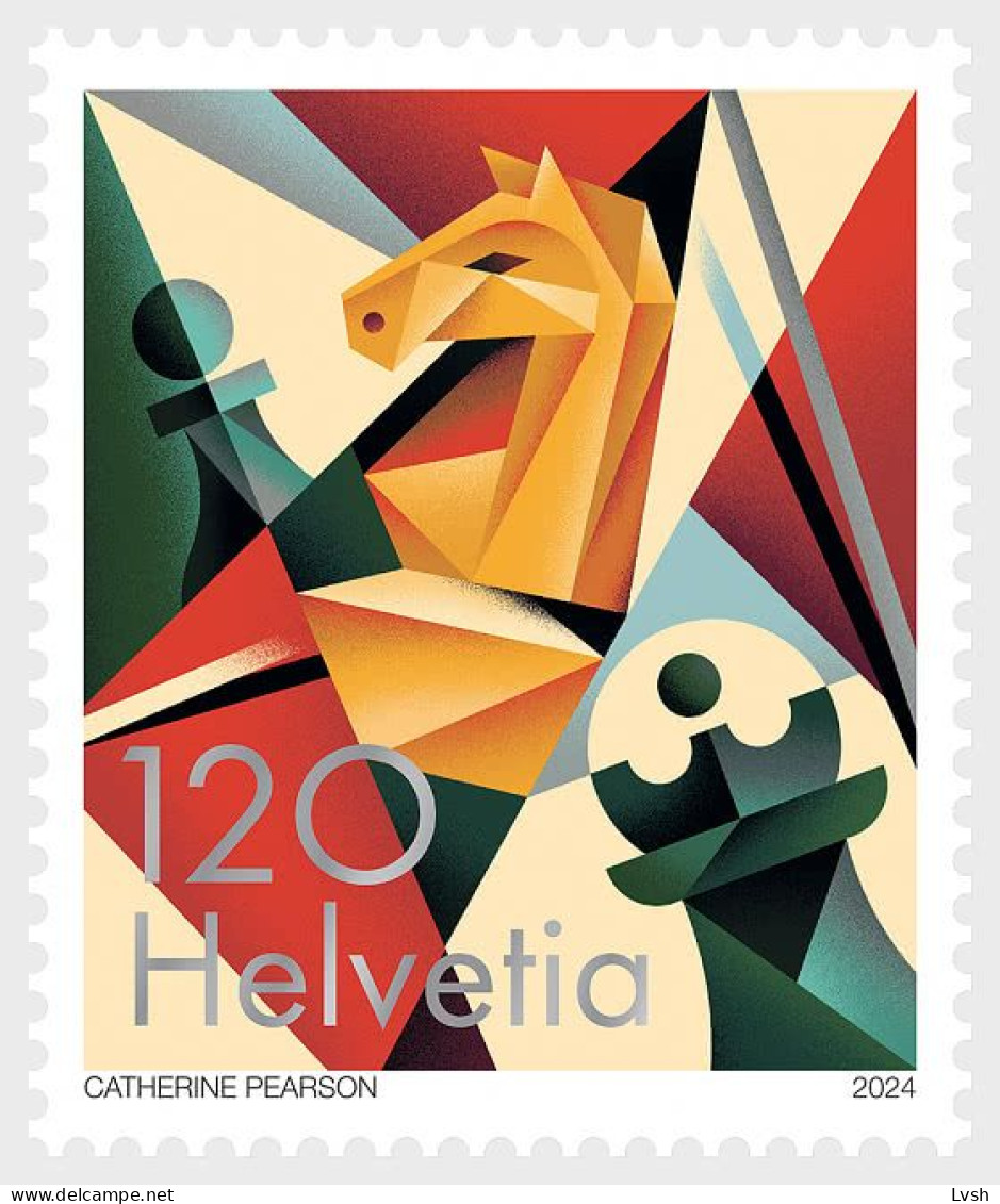 Switzerland.2024.100 Years International Chess Federation.1 V.** . - Unused Stamps