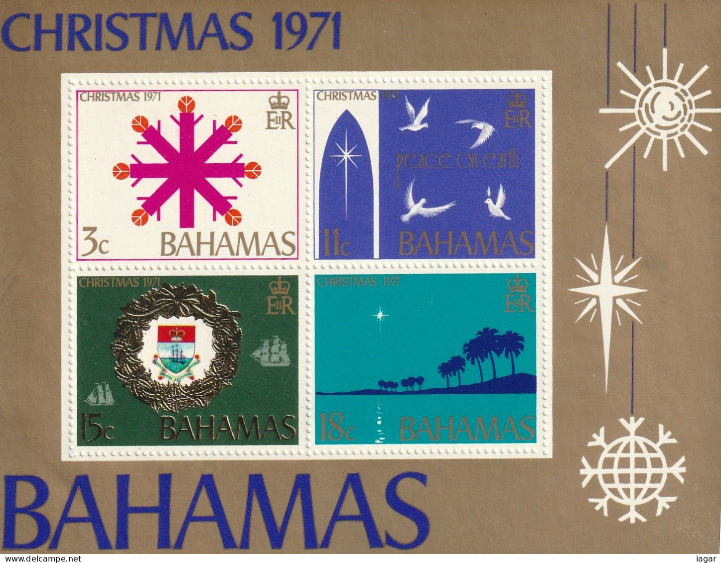 THEMATIC CHRISTMAS:  SYMBOLS, COAT OF ARMS, STARLIT LAGOON    4v+MS    -   BAHAMAS - Natale