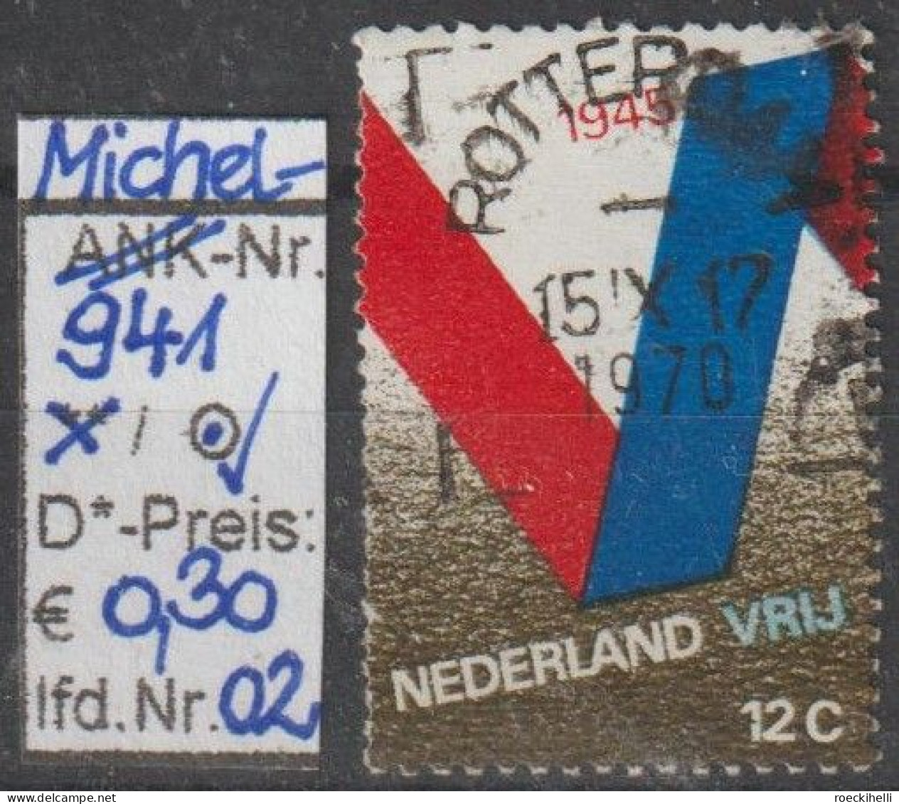 1970 - NIEDERLANDE - SM "25. Jahrestag D. Befreiung" 12 C Mehrf. - O  Gestempelt - S. Scan (941o 01-02 Nl) - Gebraucht