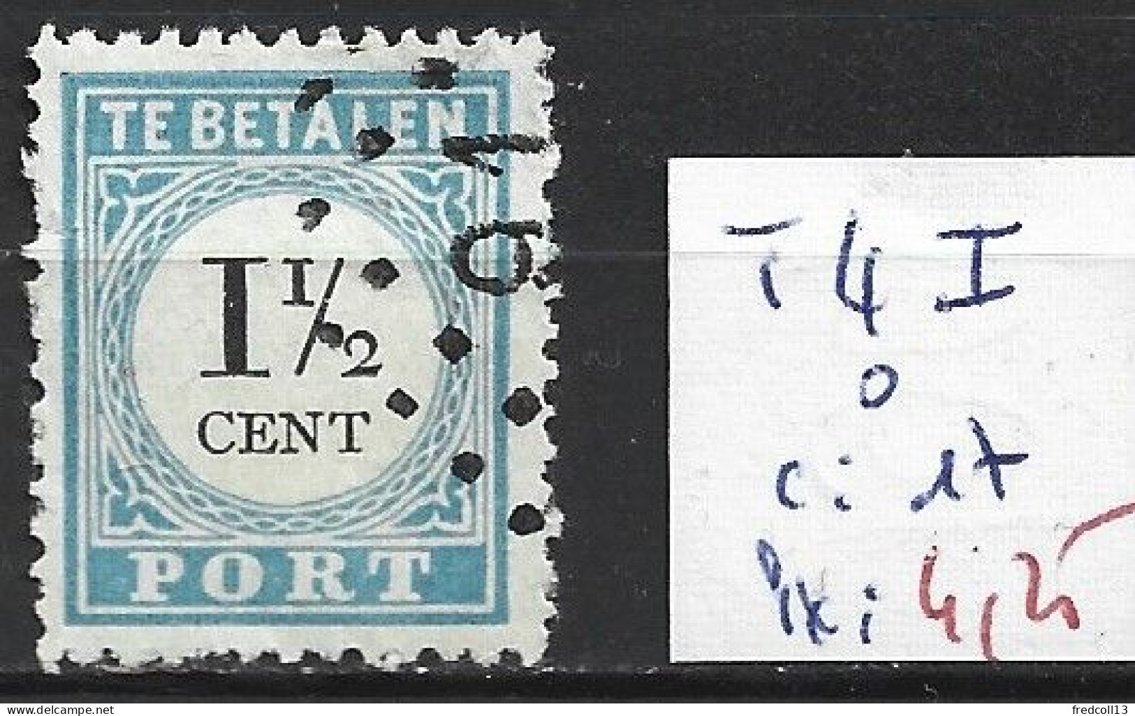 PAYS-BAS TAXE 4 ( I ) Oblitéré Côte 17 € - Postage Due