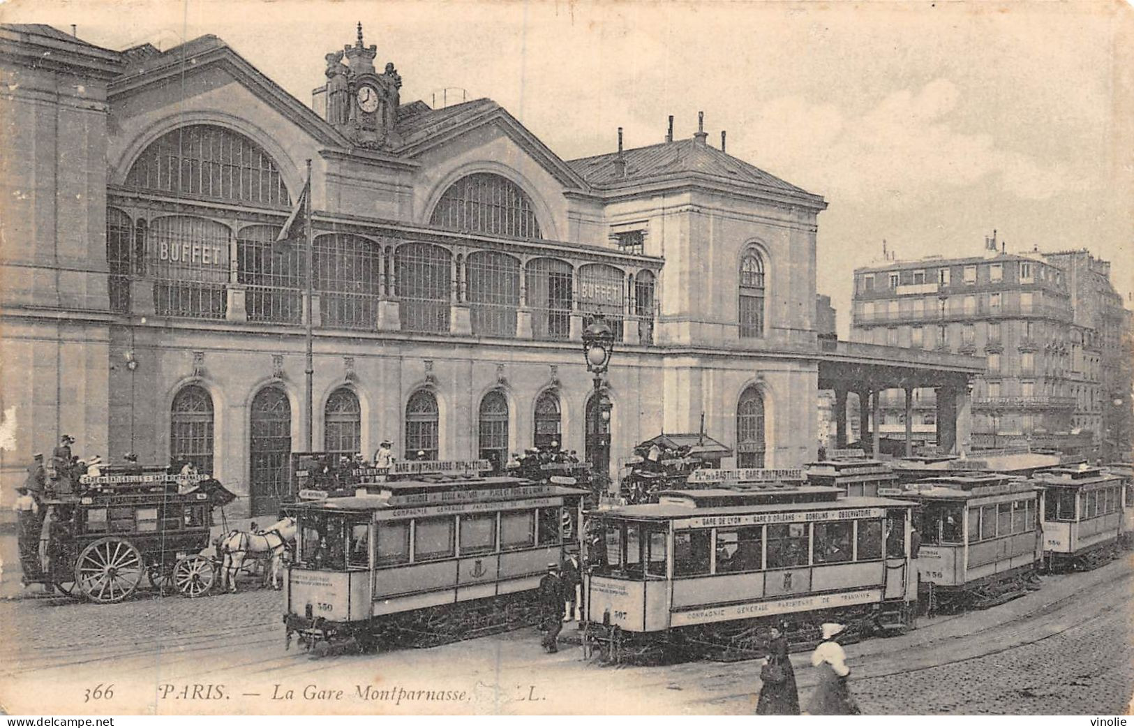 24-3336 : PARIS. LA GARE DE MONTPARNASSE. TRAMWAYS ELECTRIQUES - Strassenbahnen