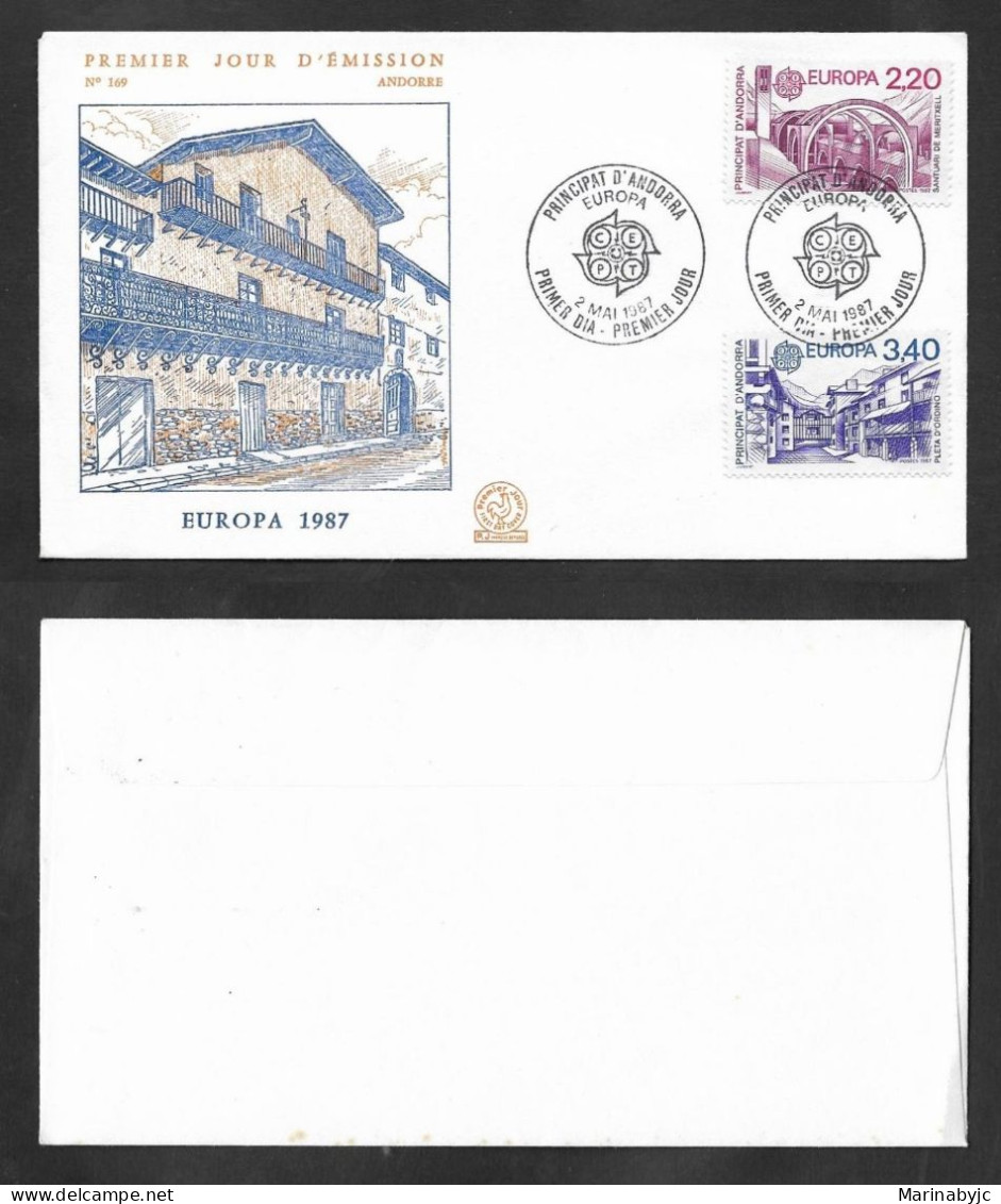 SE)1987 ANDORRA, EUROPA CEPT BROADCAST, MODERN ARCHITECTURE, MERITXELL SANCTUARY, FDC - Used Stamps