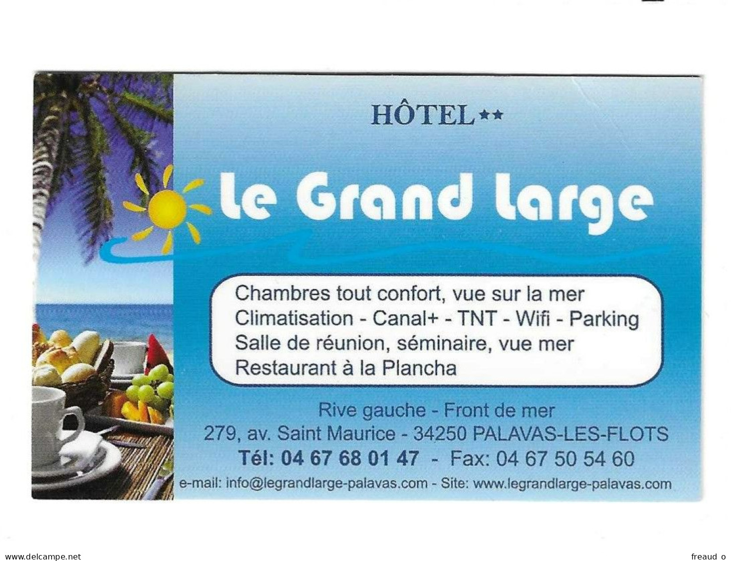 Carte De Visite HÔTEL - Le Grand Large - 34250 Palavas Les Flots - - Other & Unclassified