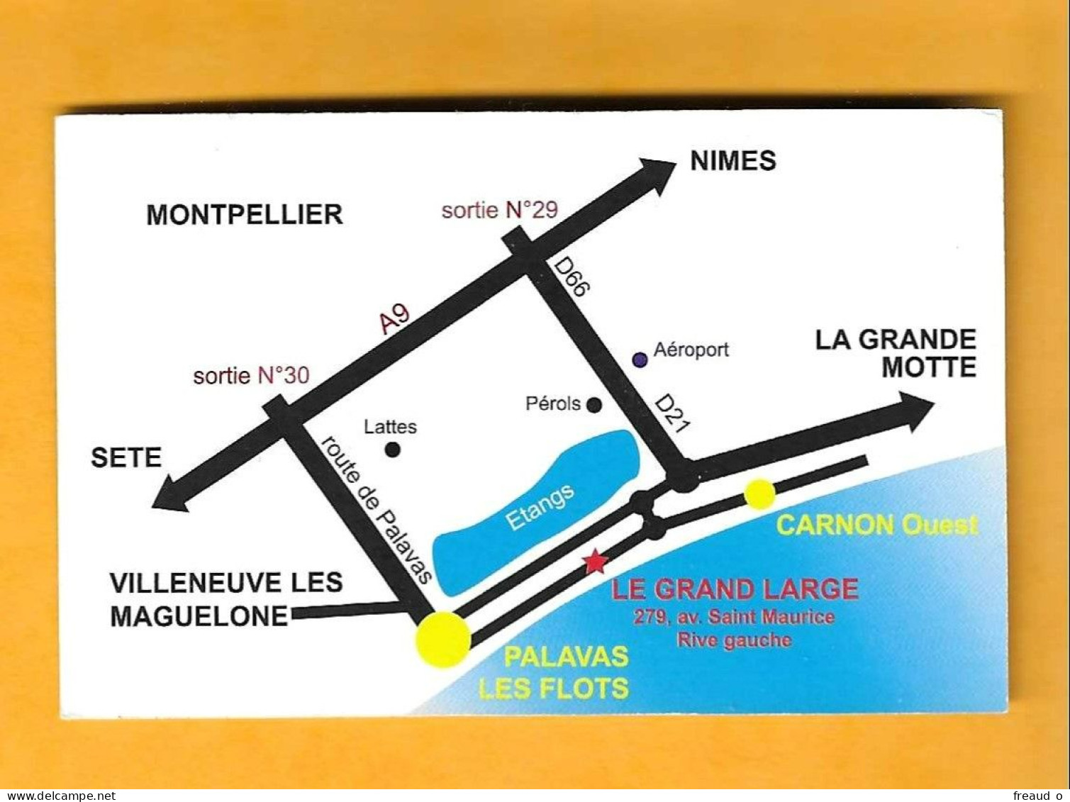 Carte De Visite HÔTEL - Le Grand Large - 34250 Palavas Les Flots - - Other & Unclassified