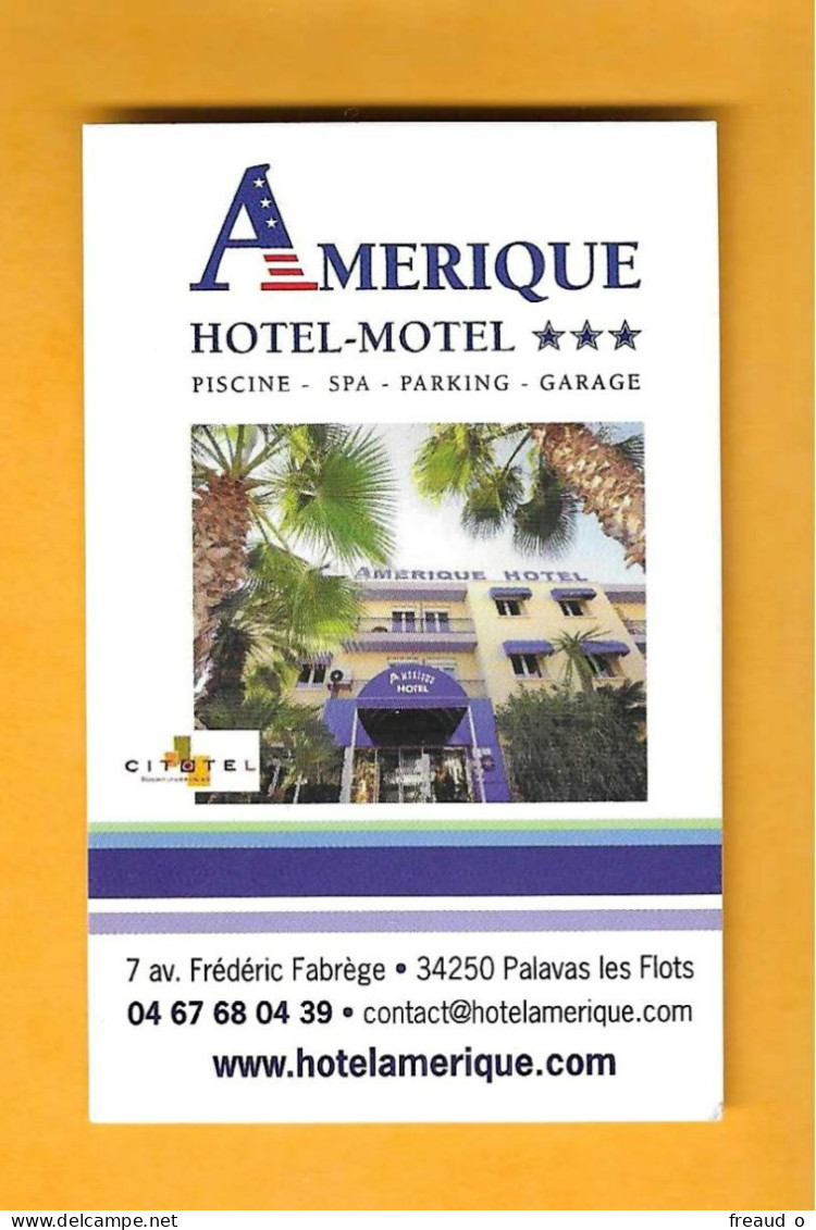 Carte De Visite HÔTEL - MOTEL - AMERIQUE - 34250 Palavas Les Flots - France - - Other & Unclassified