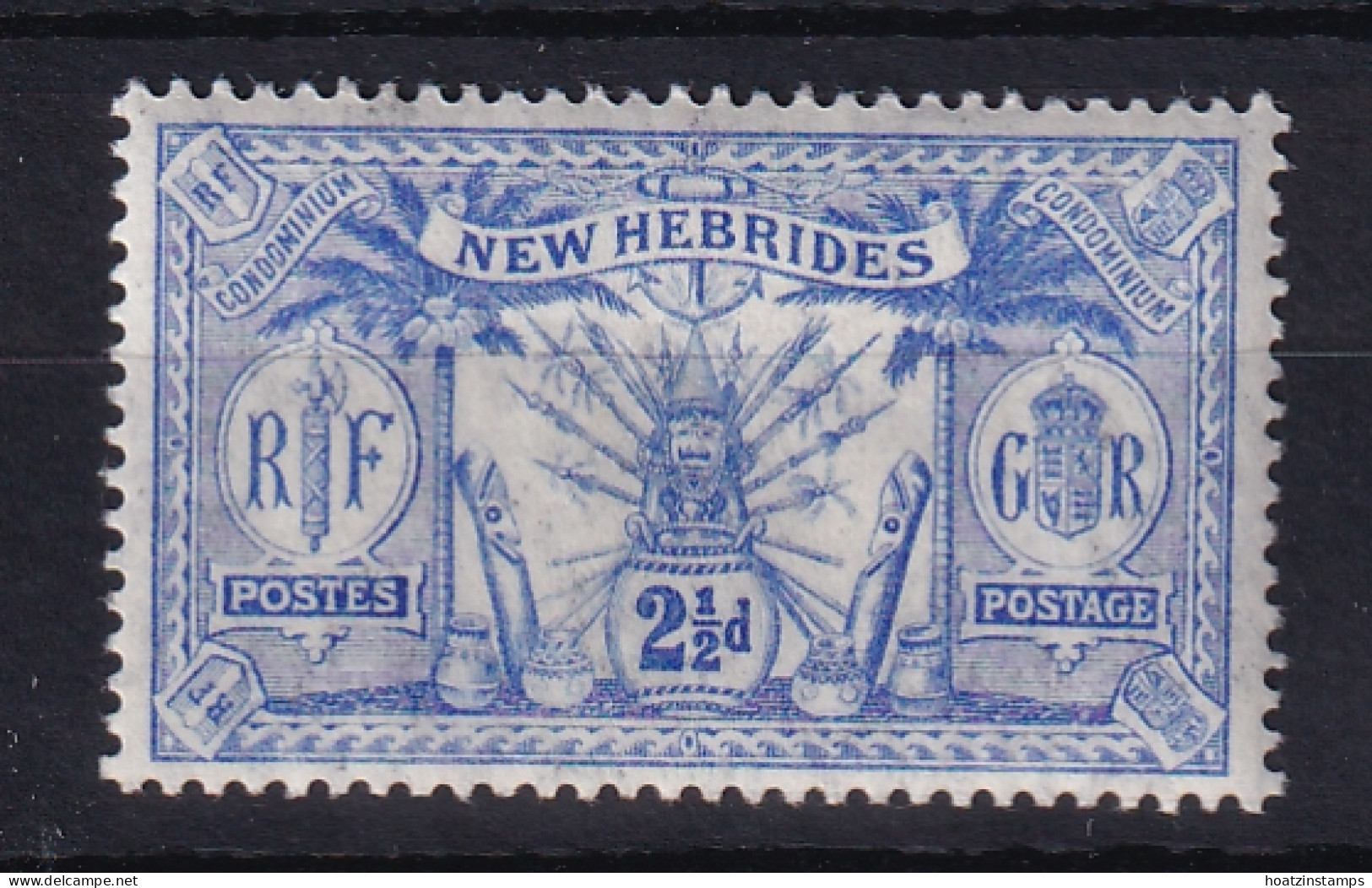 New Hebrides: 1911   Weapons & Idols   SG21   2½d    MH - Nuevos