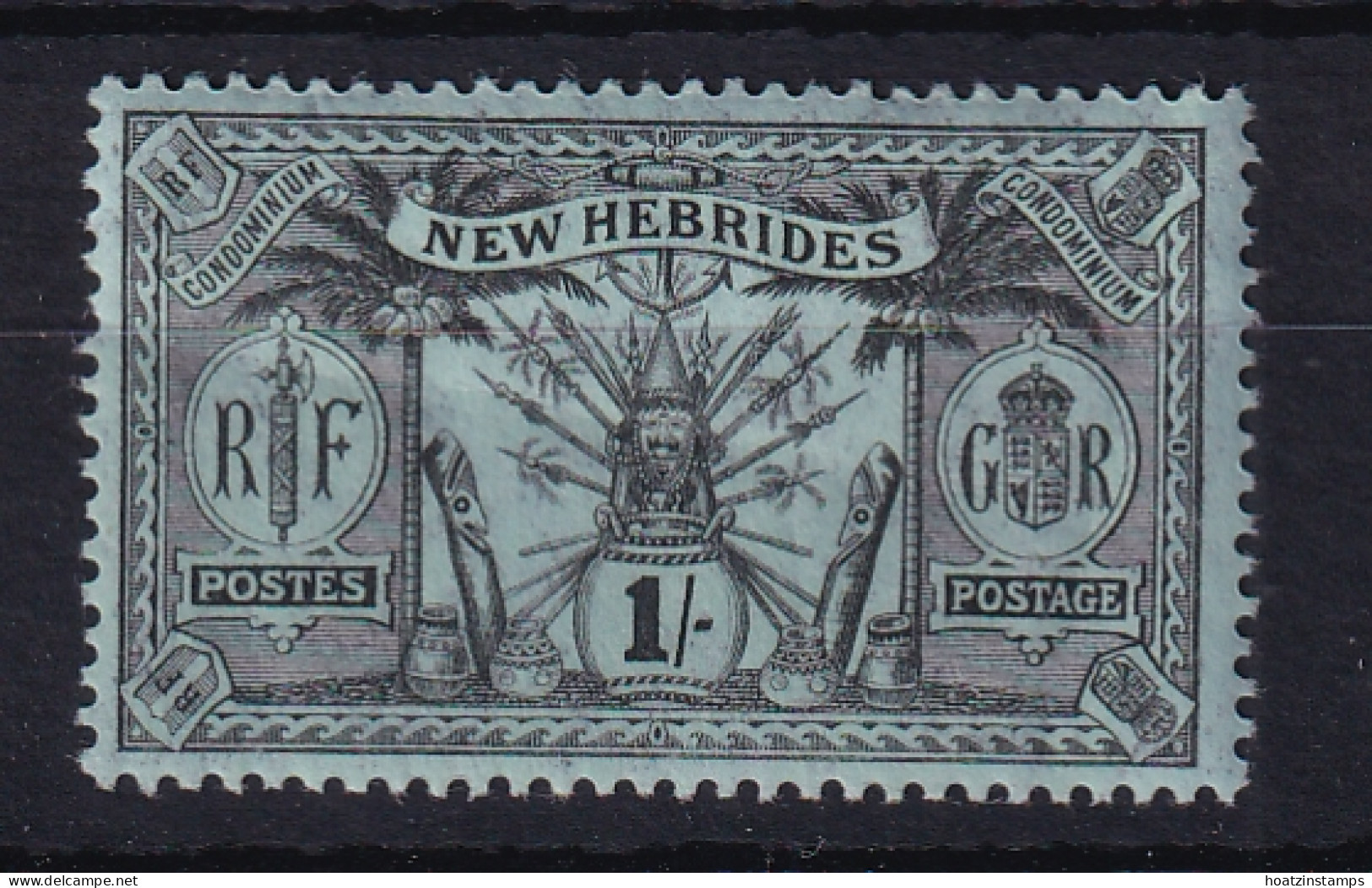 New Hebrides: 1911   Weapons & Idols   SG26   1/-    MH - Nuevos