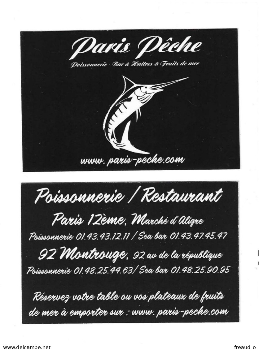 Carte De Visite PARIS PÊCHE - Restaurant Poissonnerie - 92121 Montrouge Paris - - Other & Unclassified