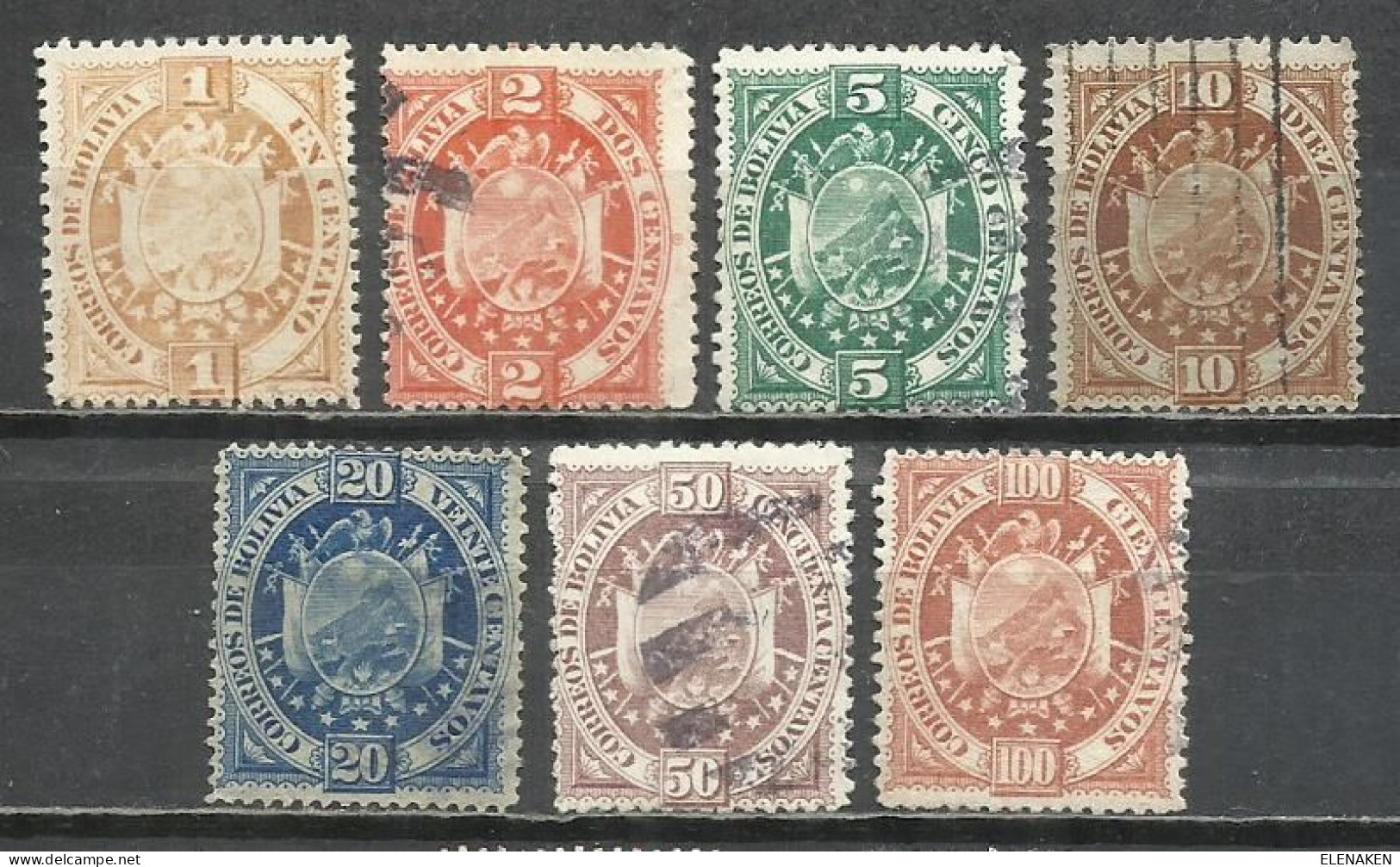 Q545E-SERIE COMPLETA BOLIVIA 1894 Nº 39/45 SELLOS CLASICOS AMERICA SUR. - Bolivie