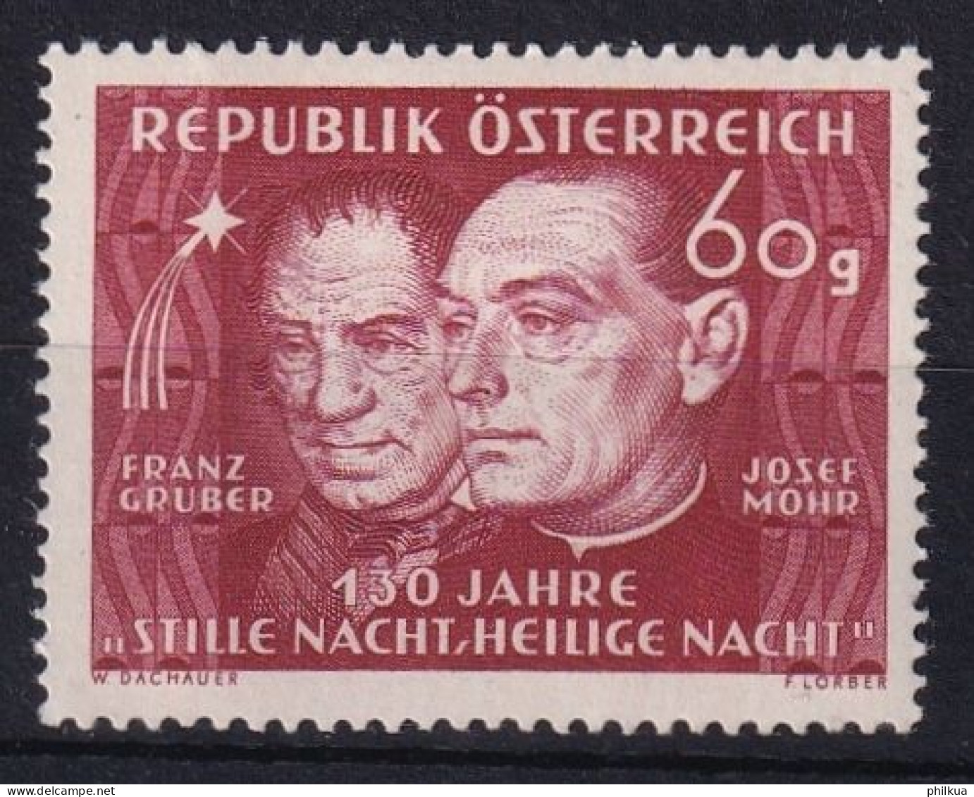 MiNr. 928 Österreich 1948, 18. Dez. 130. Jahrestag Der Uraufführung Des Liedes „Stille Nacht" - Postfrisch/**/MNH - Noël