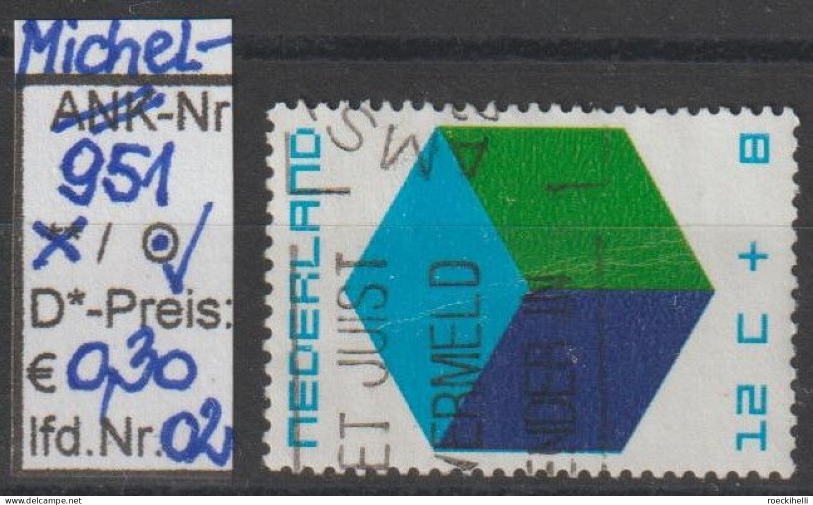 1970 - NIEDERLANDE - SM "Voor Het Kind - Farbige Kuben" 12C+8C Mehrf. - O  Gestempelt - S. Scan (951o 01-02 Nl) - Gebraucht