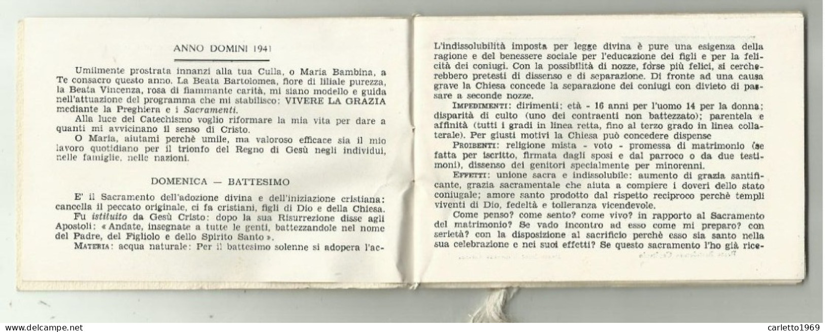 DONA NOBIS PACEM - ANNO 1941 BEATA BARTOLOMEA CAPITANIO E BEATA SUOR VINCENZA GEROSA, MISURE CM.12X8 - Sonstige & Ohne Zuordnung
