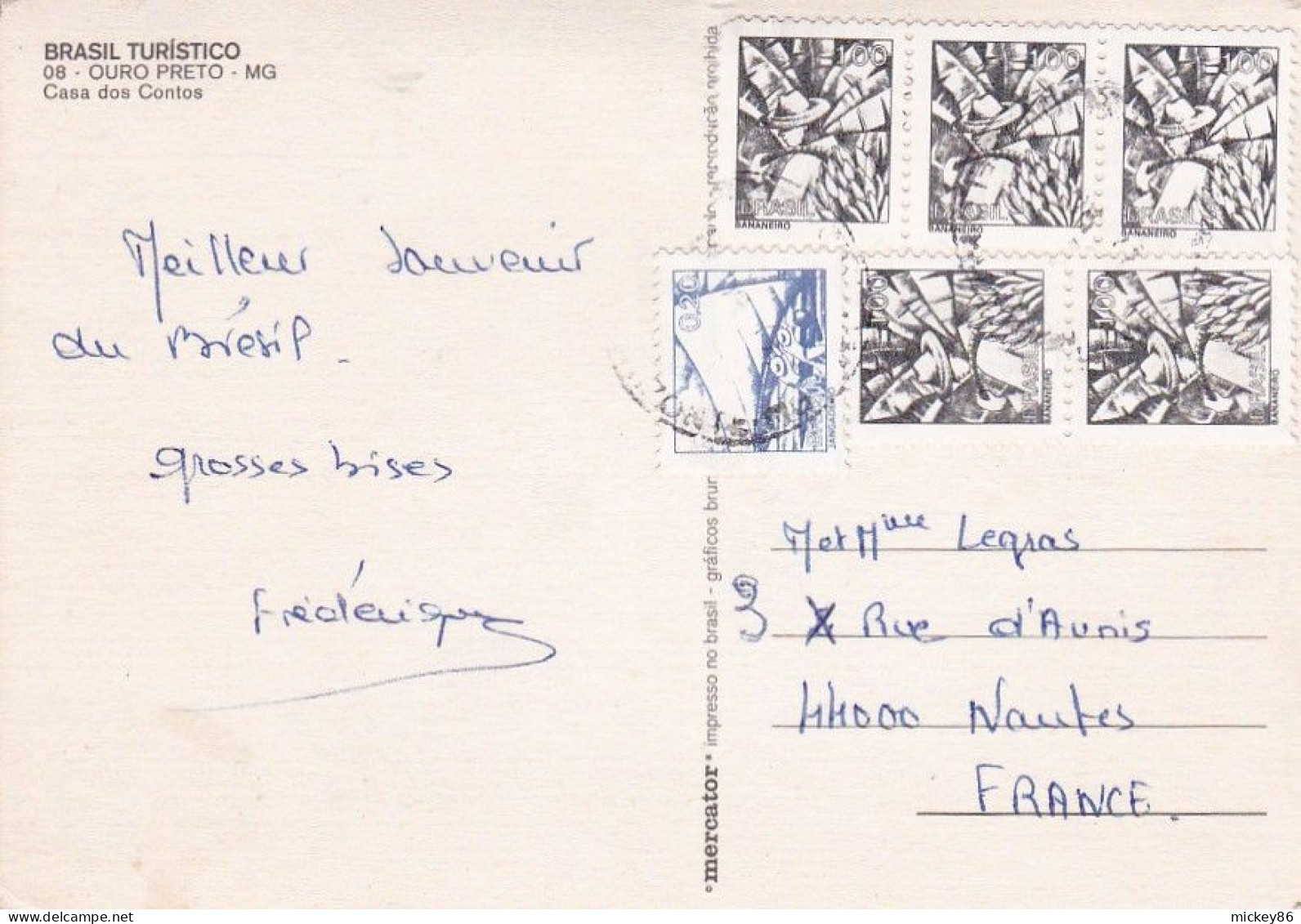 Brésil -- OURO PRETO --MG--Casa Dos Contos  (animée)  ....timbres Au Verso.. - Otros & Sin Clasificación