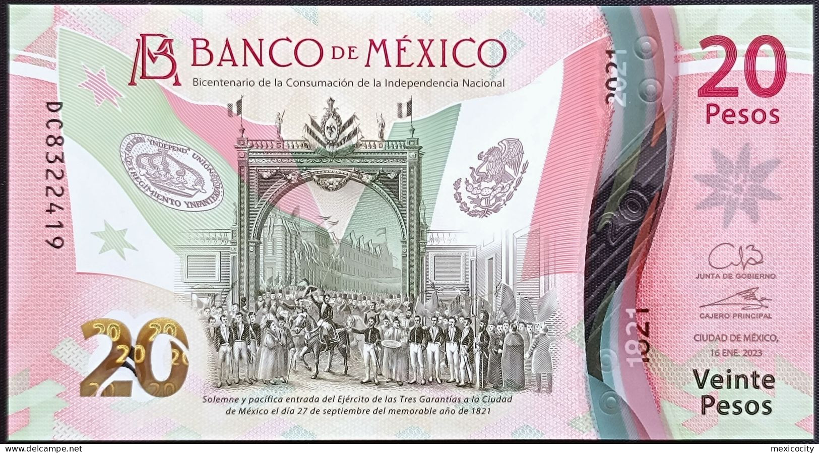 MEXICO $20 ! SERIES DC NEW 16-JAN-2023 DATE ! Galia Bor. Sign. INDEPENDENCE POLYMER NOTE Read Descr. For Notes - Mexico