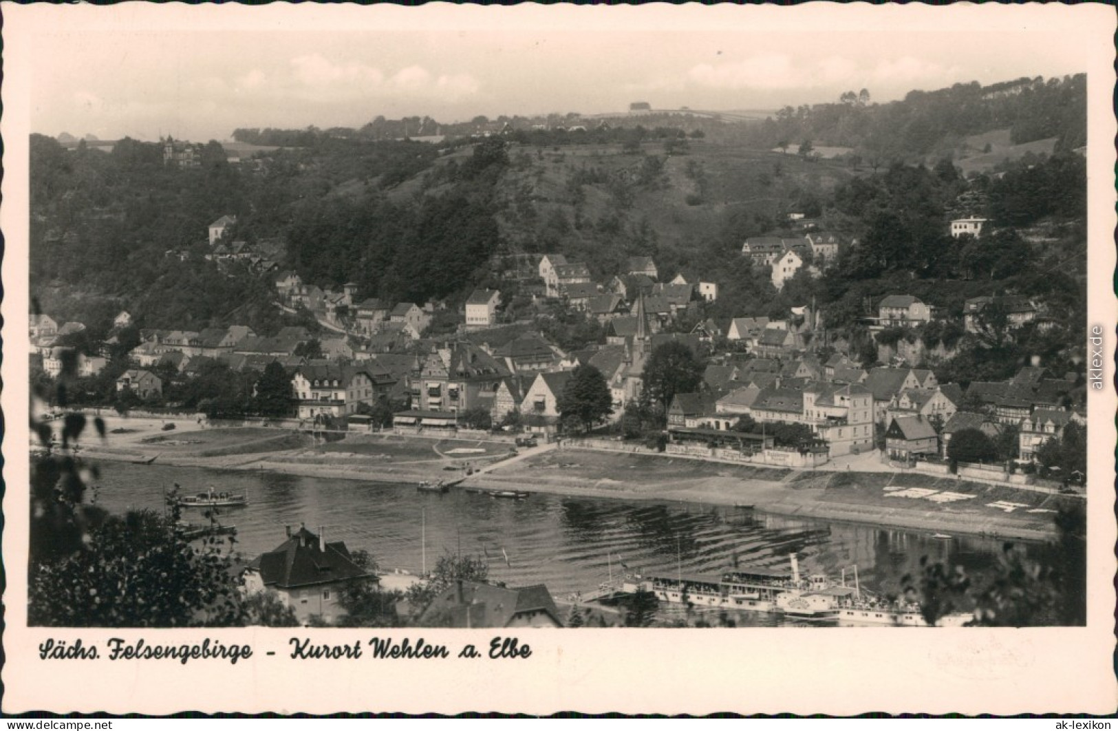 Ansichtskarte Wehlen Blick Auf Die Stadt Damper Und Boote 1934 - Wehlen