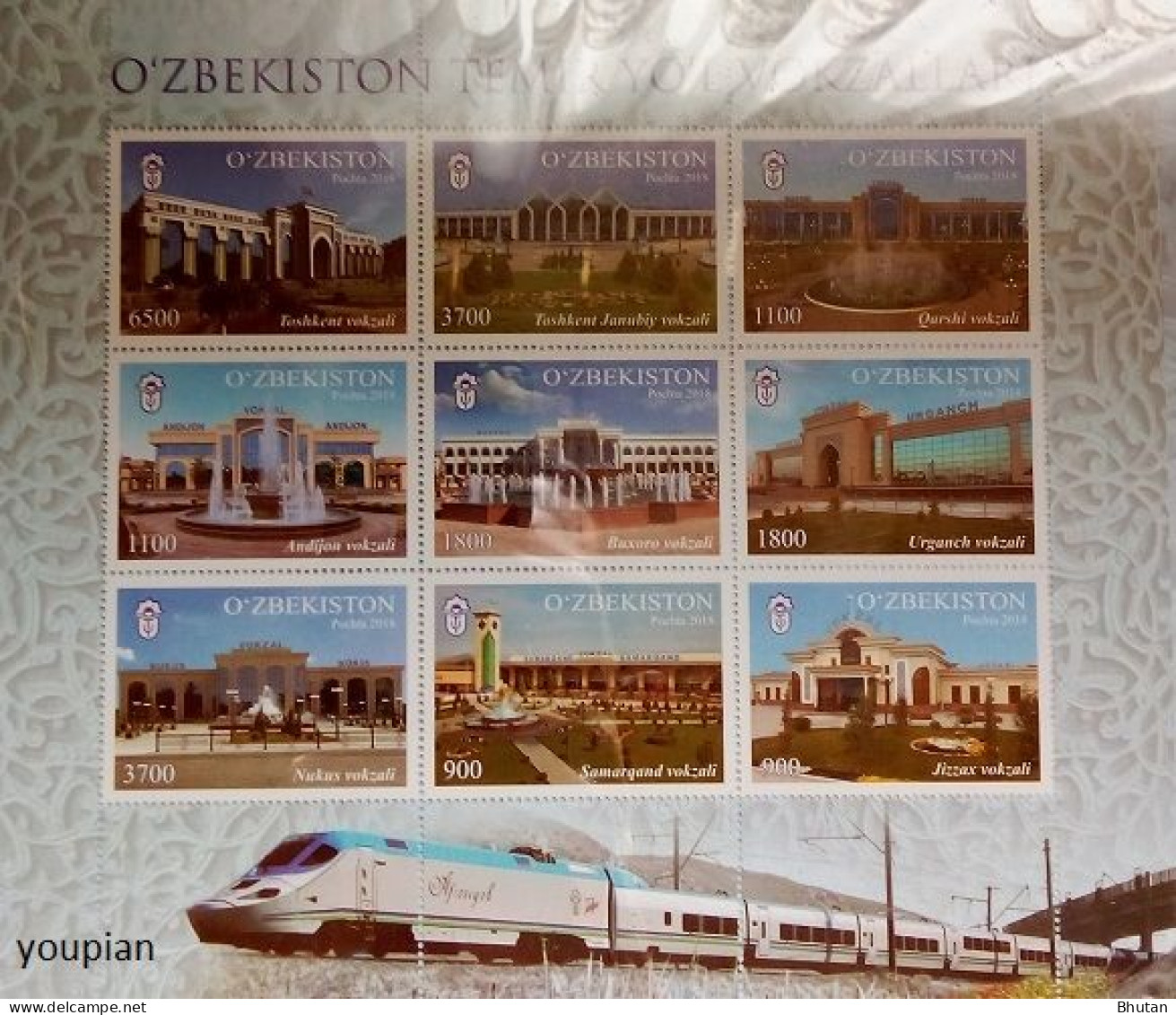 Uzbekistan 2018, Railway Stations, MNH Sheetlet - Portfolio - Ouzbékistan