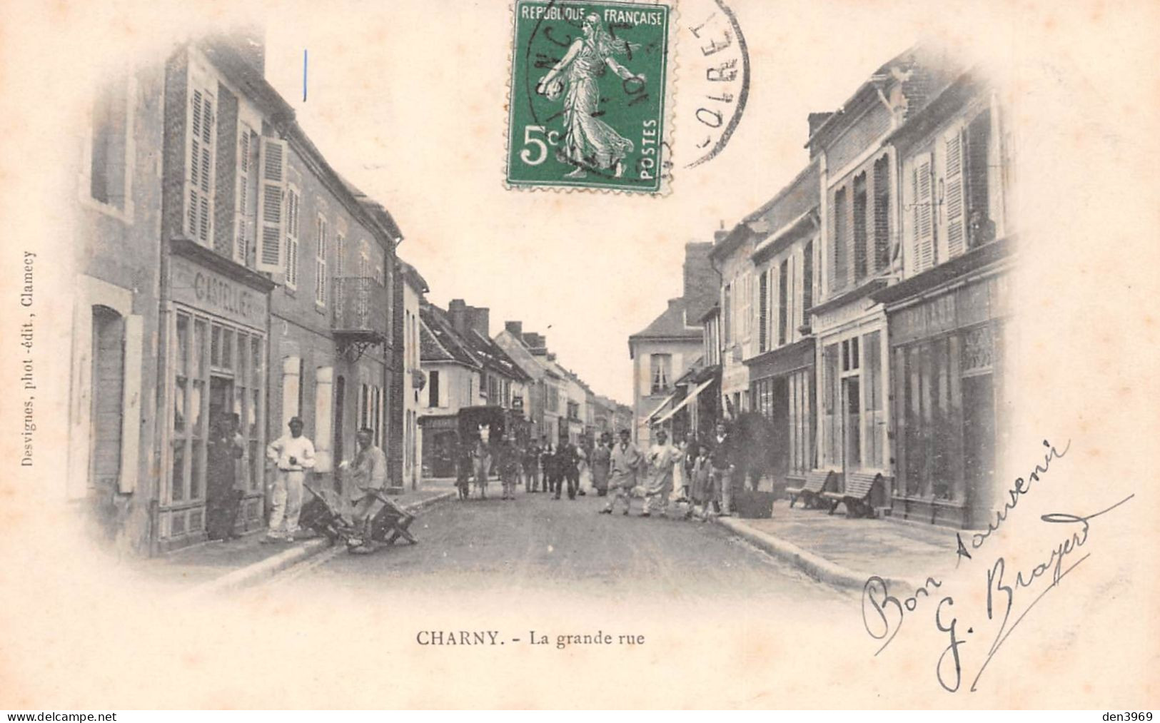 CHARNY (Yonne) - La Grande Rue - Maison Castellier - Précurseur Voyagé 190? (2 Scans) - Charny