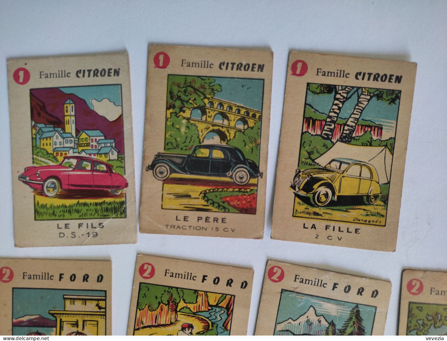 RARE.Ancien Jeu Cartes 7 Familles Automobiles.Citroén Peugeot Renault Pahnard Simca,Ford,Talbot .CHOCOLAT FAVERGER,2CV - Altri & Non Classificati