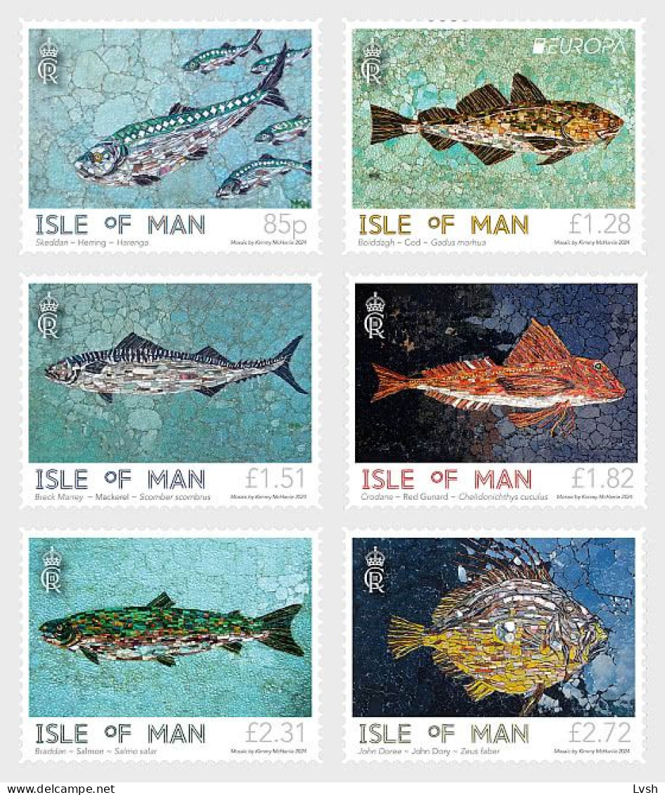 Isle Of Man.2024.Europa CEPT.Underwater Fauna And Flora.Marine Mosaics.Fishes.6 V. ** . - Man (Insel)