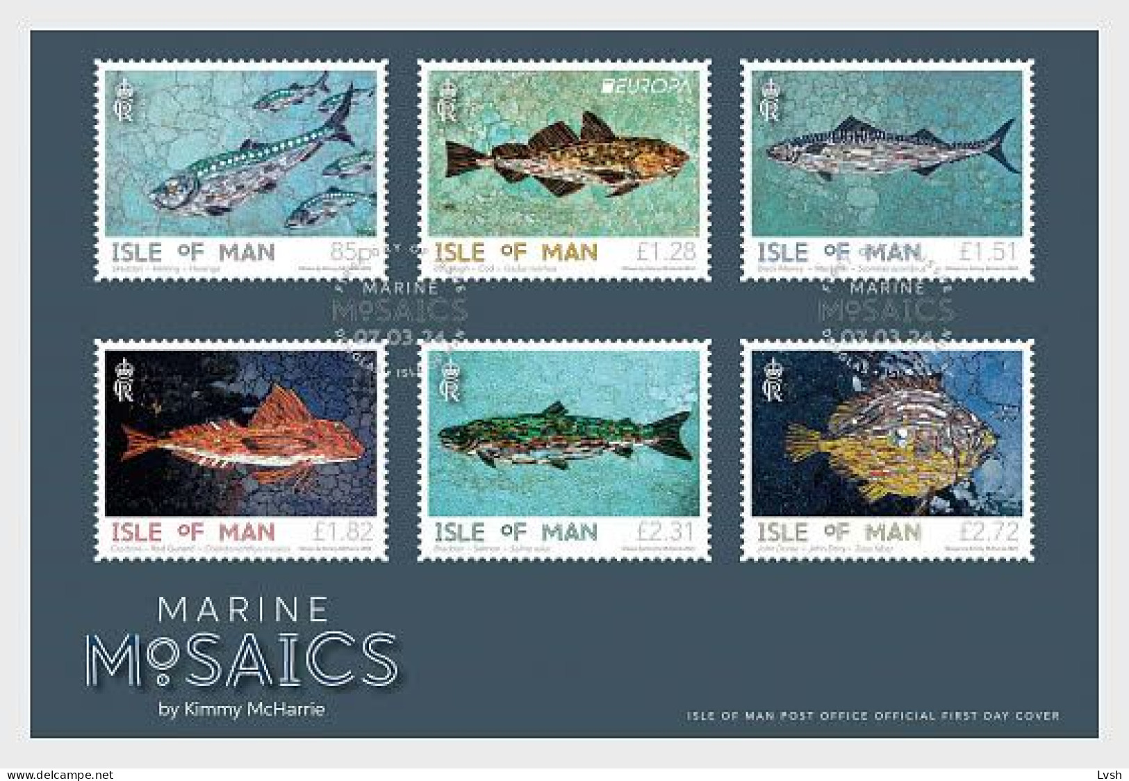 Isle Of Man.2024.Europa CEPT.Underwater Fauna And Flora.Marine Mosaics.Fishes.FDC. - Man (Insel)