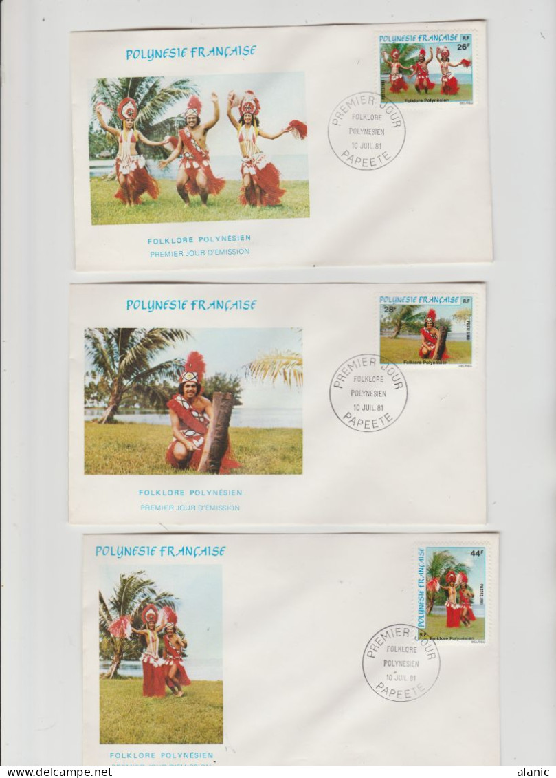 LOT DE 3 FDC POLYNESIE N° 165 /7 Folklore 1981 - FDC