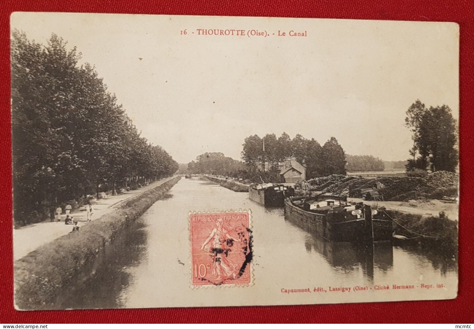 CPA Décollée - Thourotte -(Oise) - Le Canal  -( Péniches, Péniche ) - Thourotte