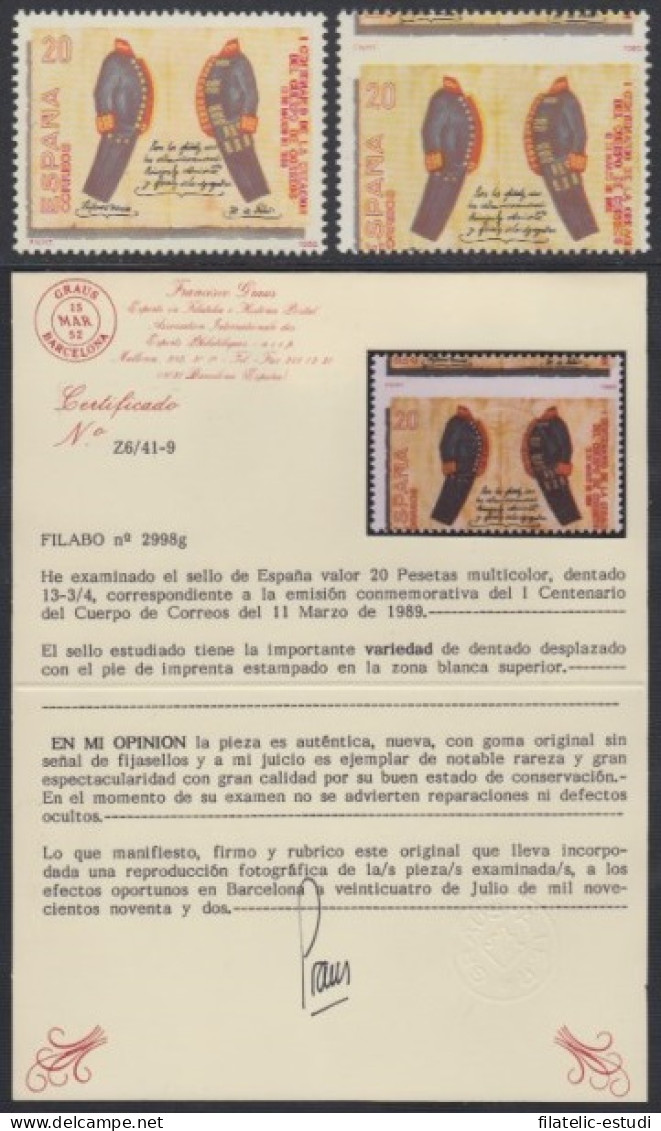 España Spain Variedad 2998g 1989 I Cent. Cuerpo De Correos Uniformes MHN - Other & Unclassified