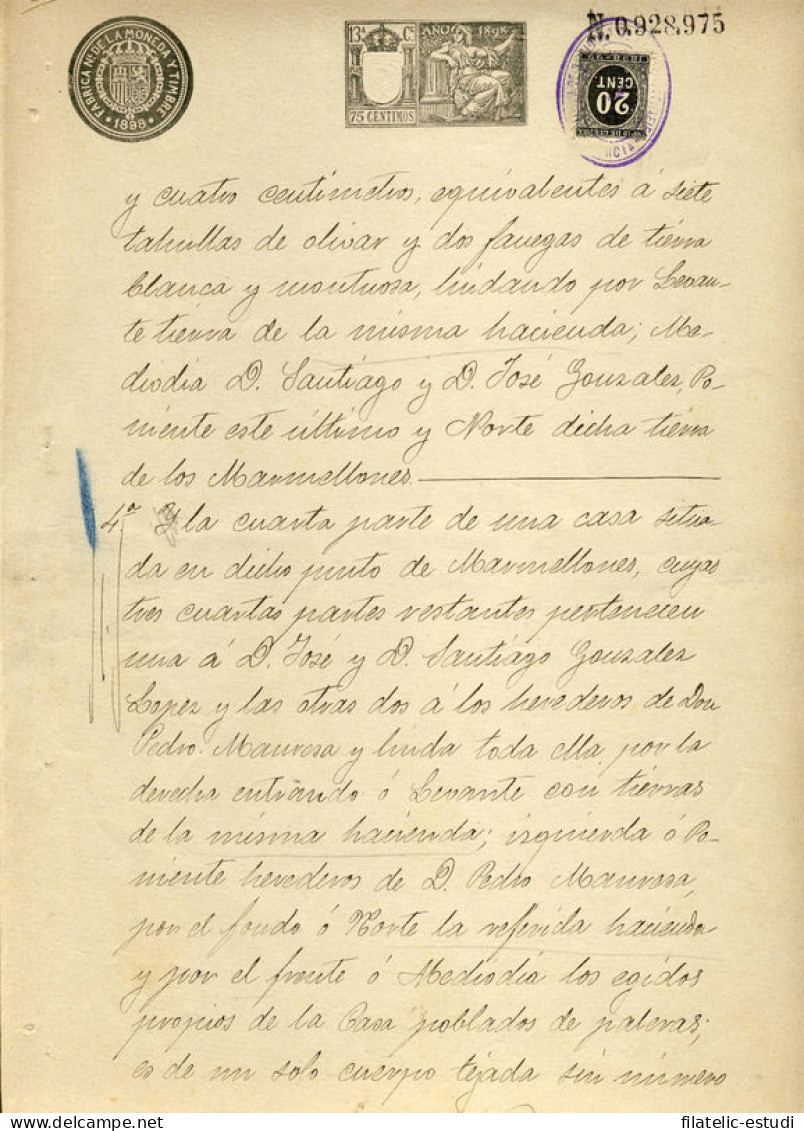 España Spain Variedad 239 1898 Papel Sellado Notarial Fiscal - Altri & Non Classificati