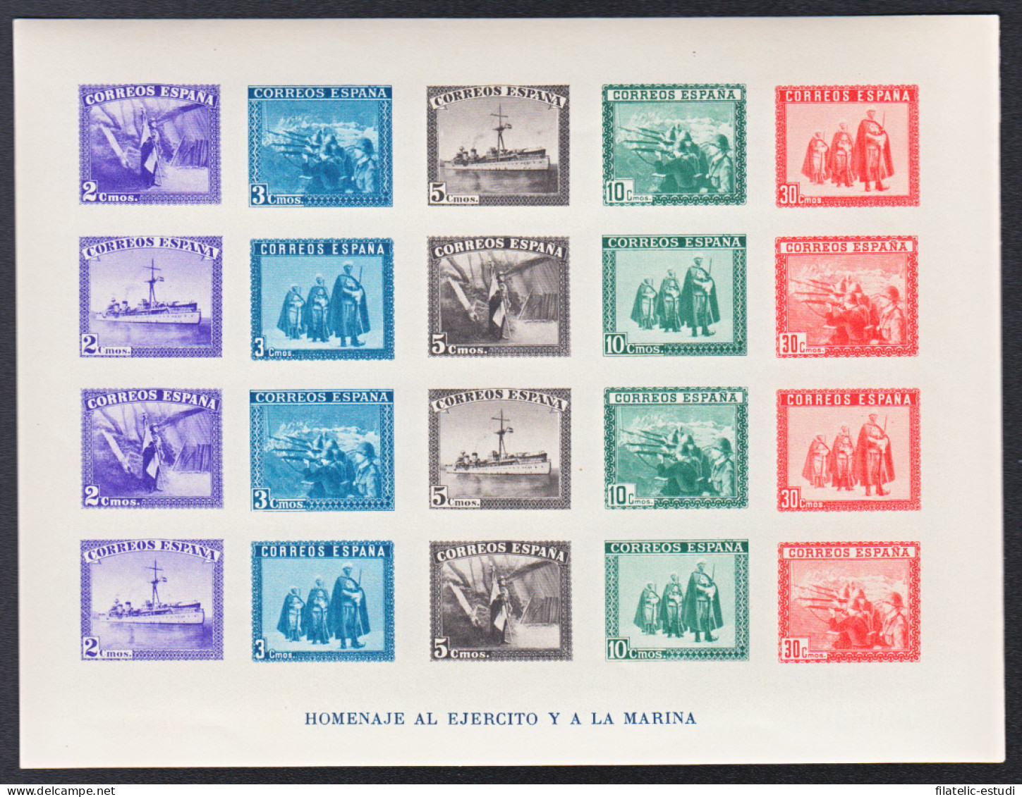 España Spain 850 1938 Ejército Y Marina Barcos MNH Sin Dentar - Other & Unclassified