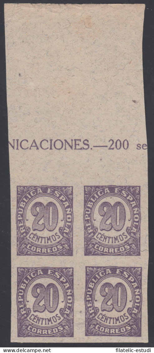 España Spain Variedad 748sa Bl.4 1938 Cifras - Autres & Non Classés