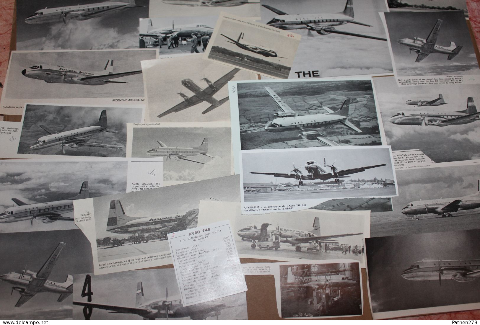Lot De 223g D'anciennes Coupures De Presse De L'aéronef Britannique Hawker Siddeley Avro 748 - Luchtvaart