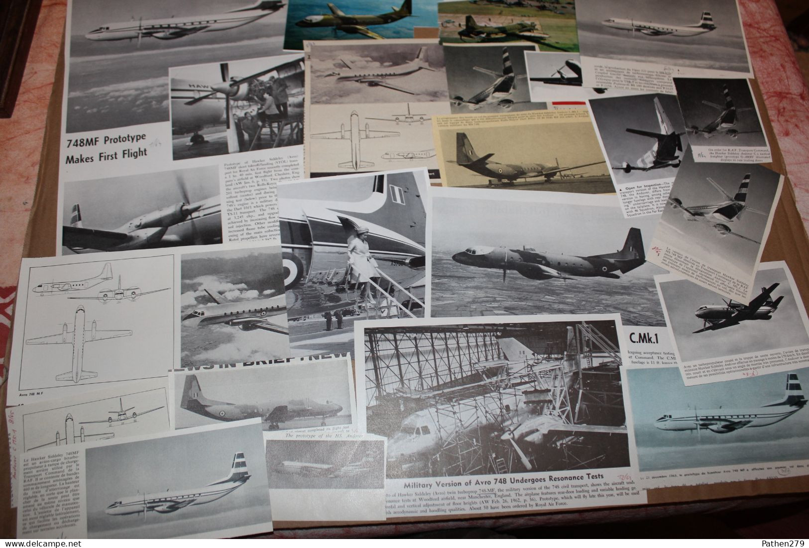 Lot De 52g D'anciennes Coupures De Presse De L'aéronef Britannique Hawker Siddeley Avro 748-F - Aviazione