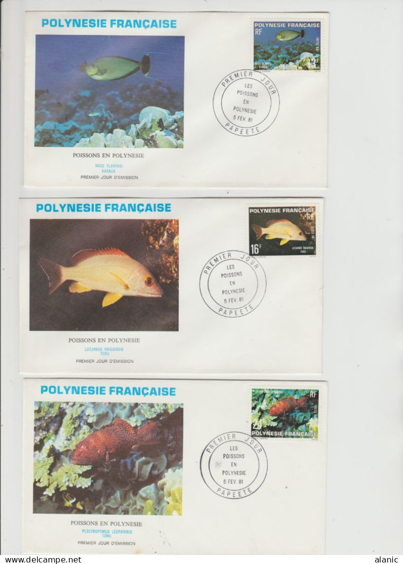 3 FDC POLYNESIE FRANCAISE 1981 YT N° 160 +N°161+N°162 POISSONS EN  POLYNESIE-     KARAUA / TOAU / TONU - FDC