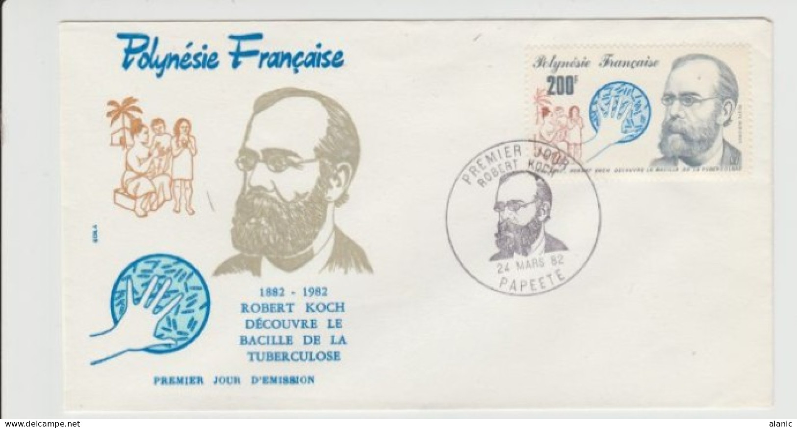 POLYNESIE FDC N° PA 167 Robert Koch 1982 Bacille De La Tuberculose Santé - FDC