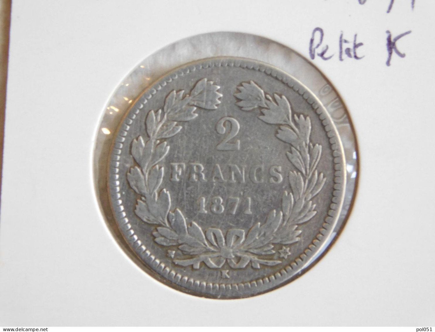 France 2 Francs 1871 K 2 Francs CÉRÈS, SANS LÉGENDE (756) - 2 Francs