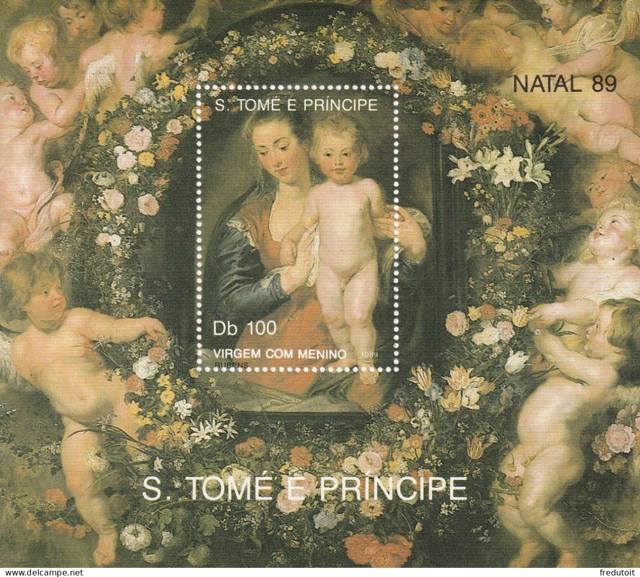 Sao Tome Et Principe -  BLOC N°71 ** (1989) Tableaux "La Vierge Et L'Enfant" - Sao Tome Et Principe