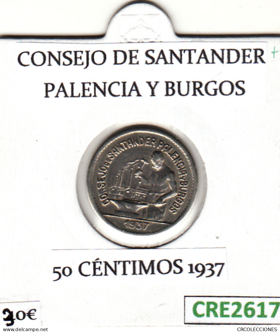 CRE2617 MONEDA ESPAÑA SANTANDER 50 CTS 1937 - Autres & Non Classés