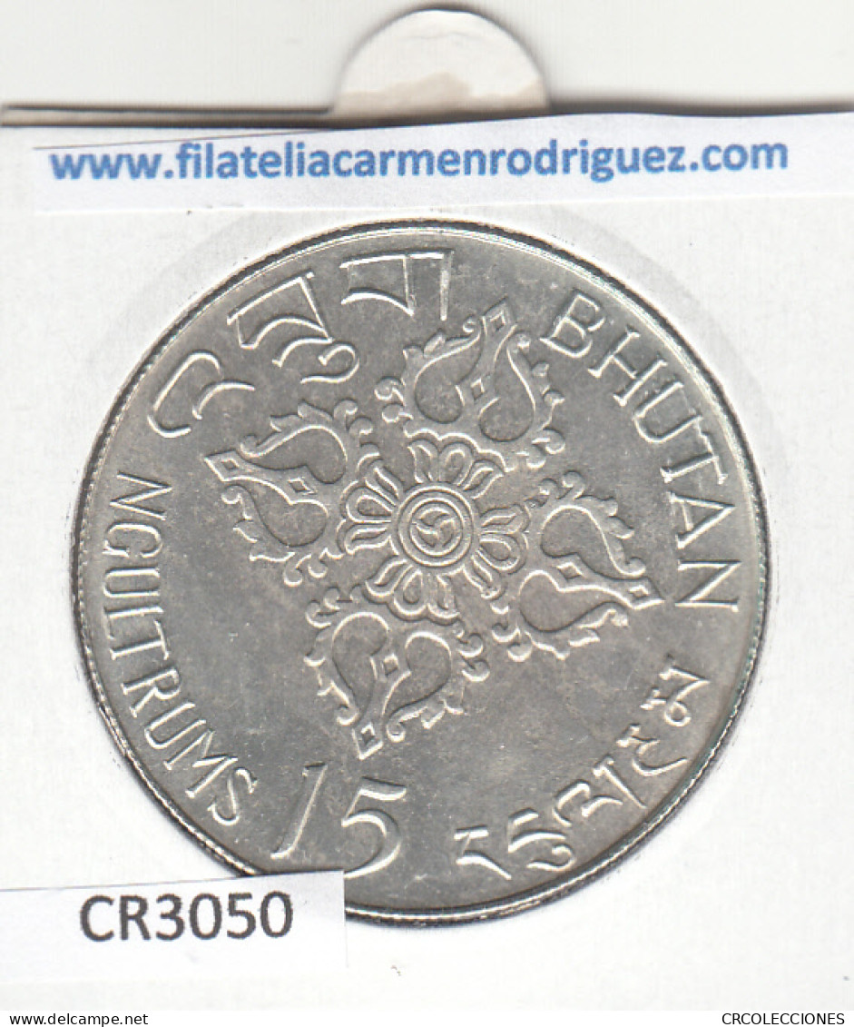 CR3050 MONEDA BHUTAN 15 NGULTRUMS 1974 MBC PLATA  - Otros & Sin Clasificación