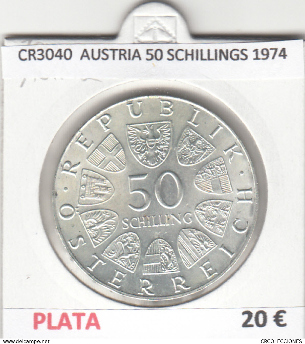 CR3040 MONEDA AUSTRIA 50 SCHILLINGS 1974 MBC PLATA - Otros & Sin Clasificación