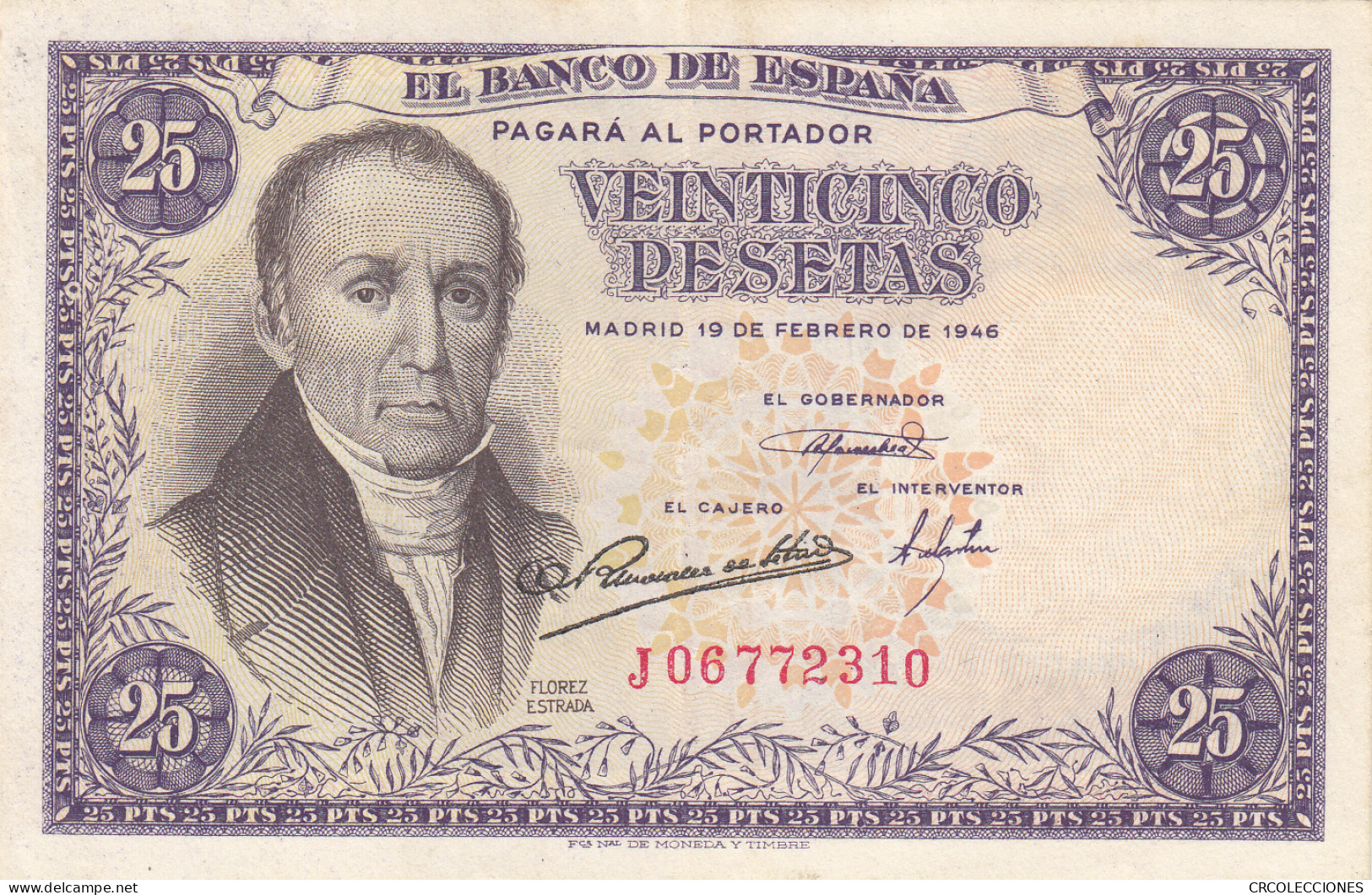 CRBS1118 BILLETE ESPAÑA 25 PESETAS 1946 USADO - Autres & Non Classés